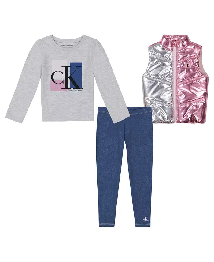 Ensemble Détente Calvin Klein – Gilet, T-shirt & Pantalon (Bébé Fille)