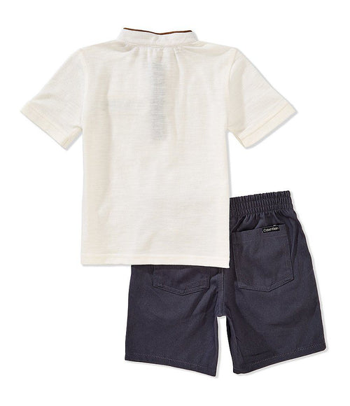 Ensemble Calvin Klein 2 Pièces pour Petit Garçon – T-Shirt Henley & Short Lavé
