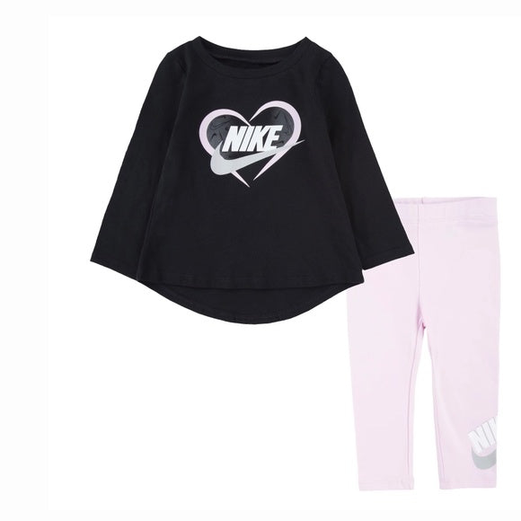 Ensemble Nike - Long Sleeve Legging Set- Black/Pink
